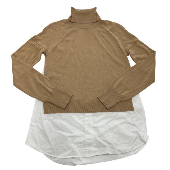 KF/Kaufman Franco Sweater Womens Medium Turtleneck Mixed Media‎ Layered Pullover - Picture 2 of 9